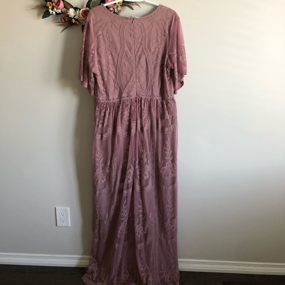 NWT PinkBlush 1X Mauve Lace Maternity Maxi - Picture 5 of 8